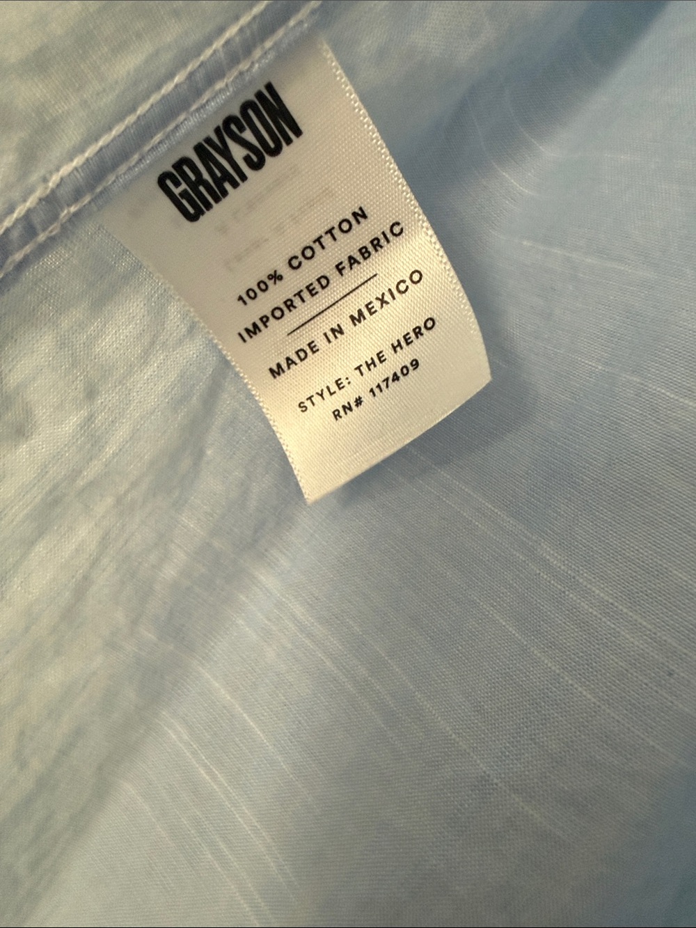 Grayson The Hero x Anthropologie 100% Cotton Button Down Light Blue Shirt Small - Picture 5 of 6
